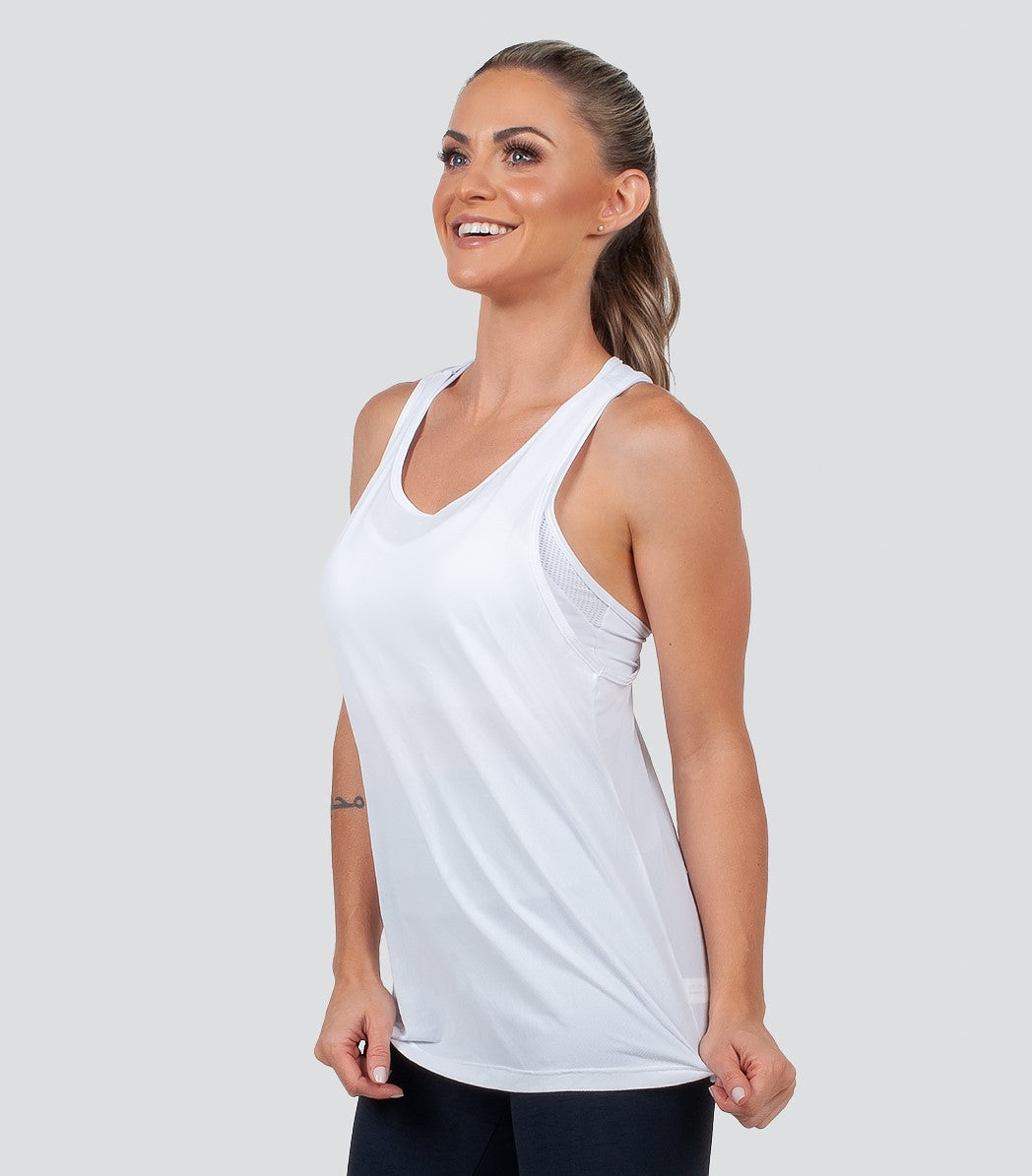 White Women's Workout Net Tank Top