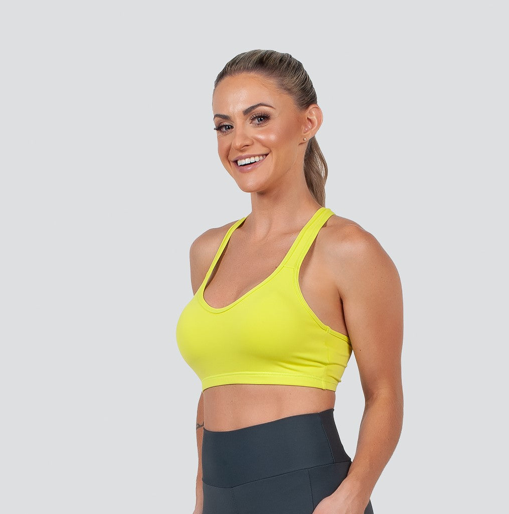 Lemon T-Back Sports Fitness Basic Bra with Removable Cup